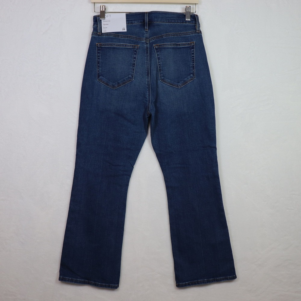 LOFT Medium Blue High Rise The Kick Crop Petite Jeans 28/6P - Picture 2 of 11
